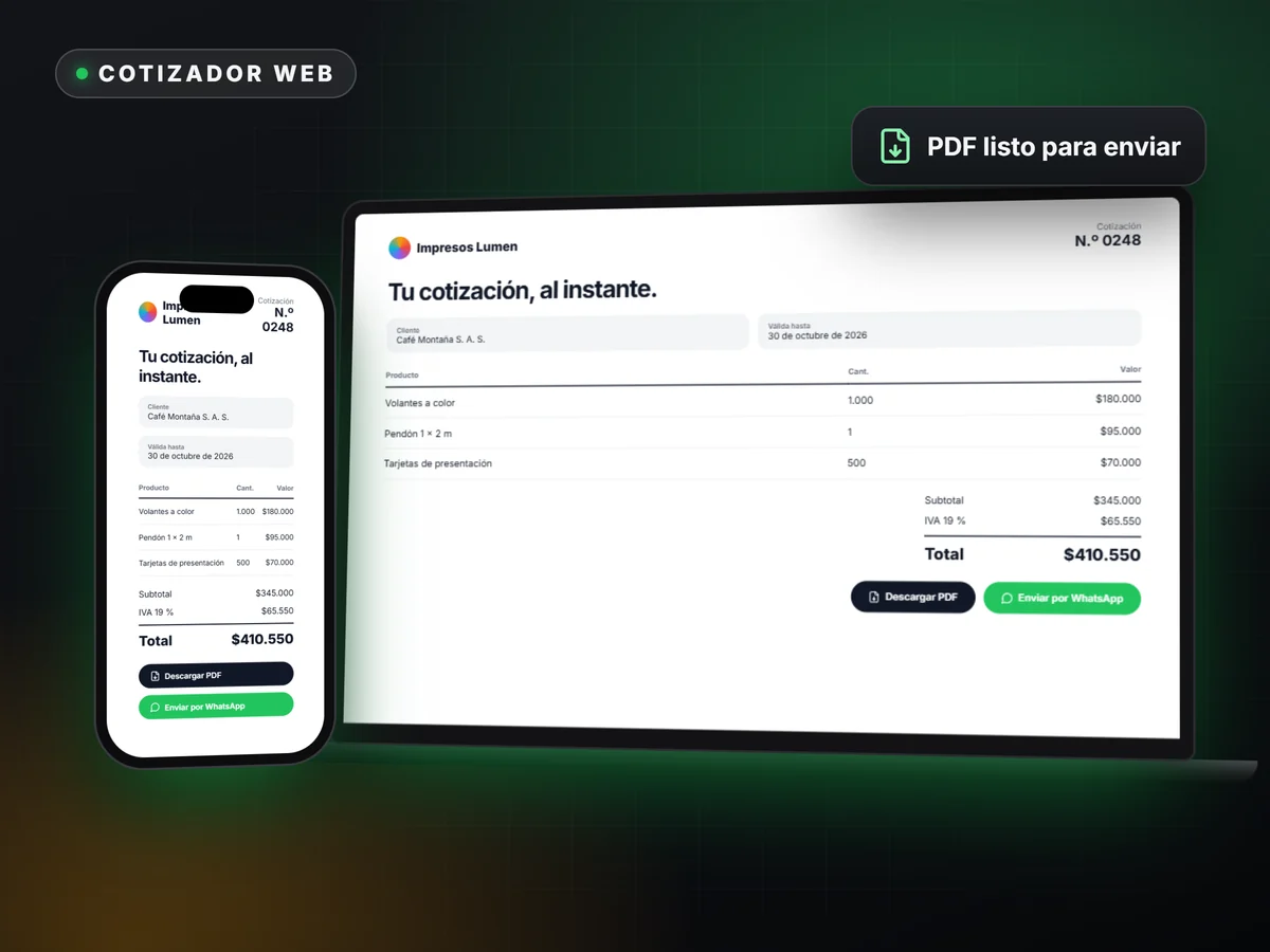Cotizador web con PDF — ROSSIUM