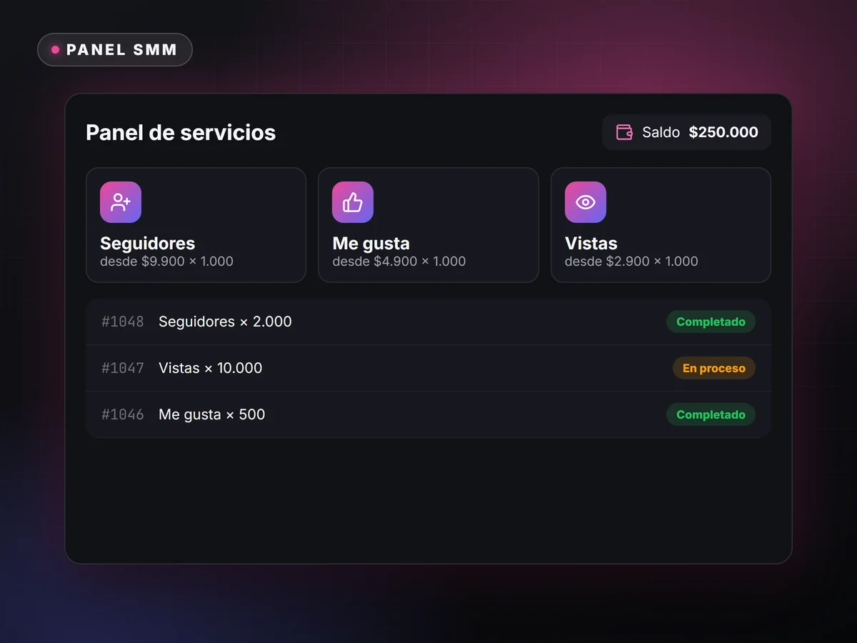 Panel para vender servicios de redes (SMM) — ROSSIUM
